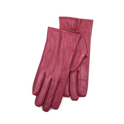 Isotoner Ladies Red 3 Point Leather Glove